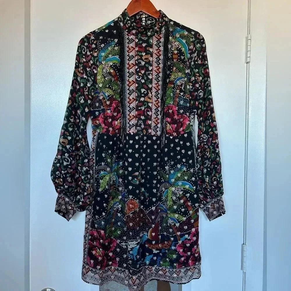 Farm Rio fringe heart mini dress